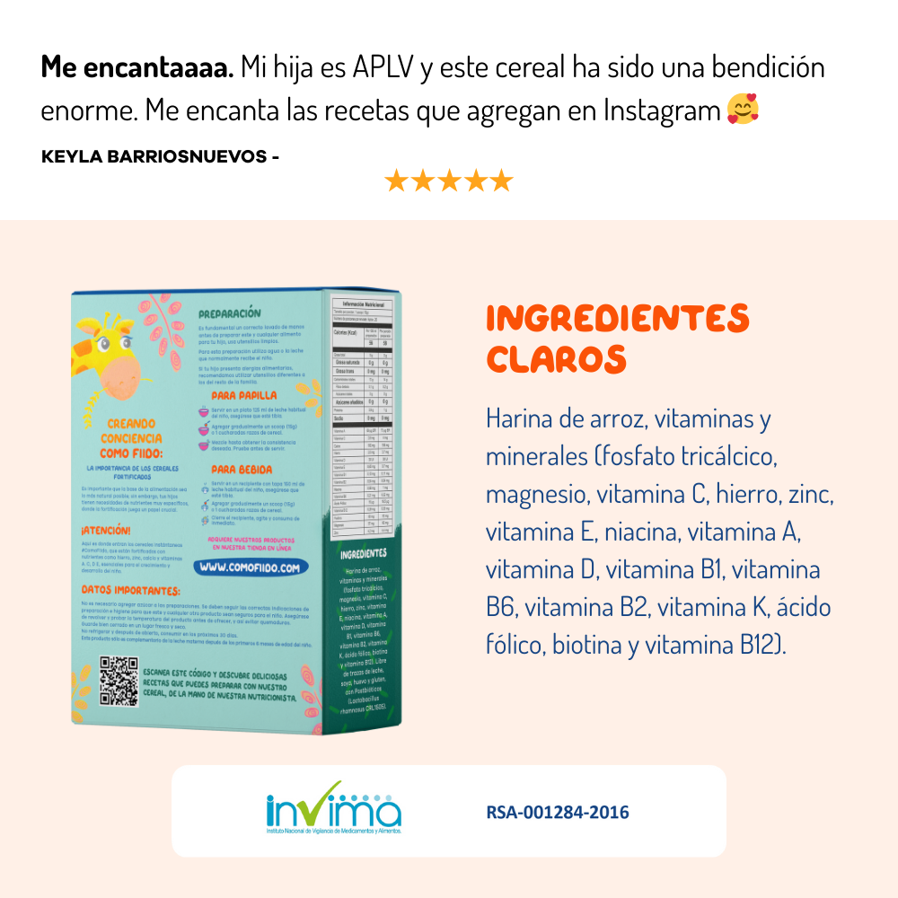 Fiido cereal infantil de arroz sin azúcar