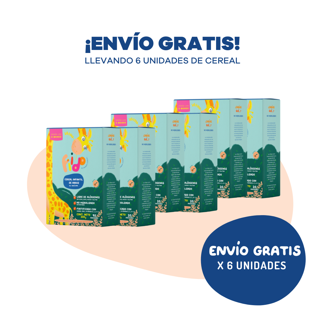 Kit x6 Fiido cereal infantil sin azúcar añadida con envío gratis en Colombia, opción ideal para asegurar la alimentación del bebé