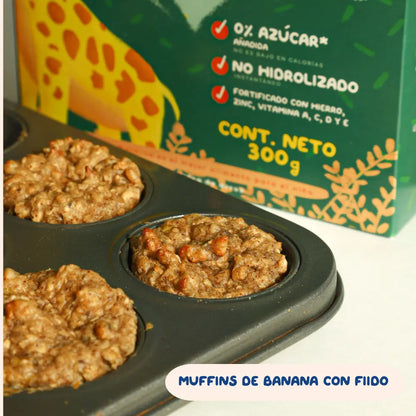 Muffins de banano con cereal infantil Fiido